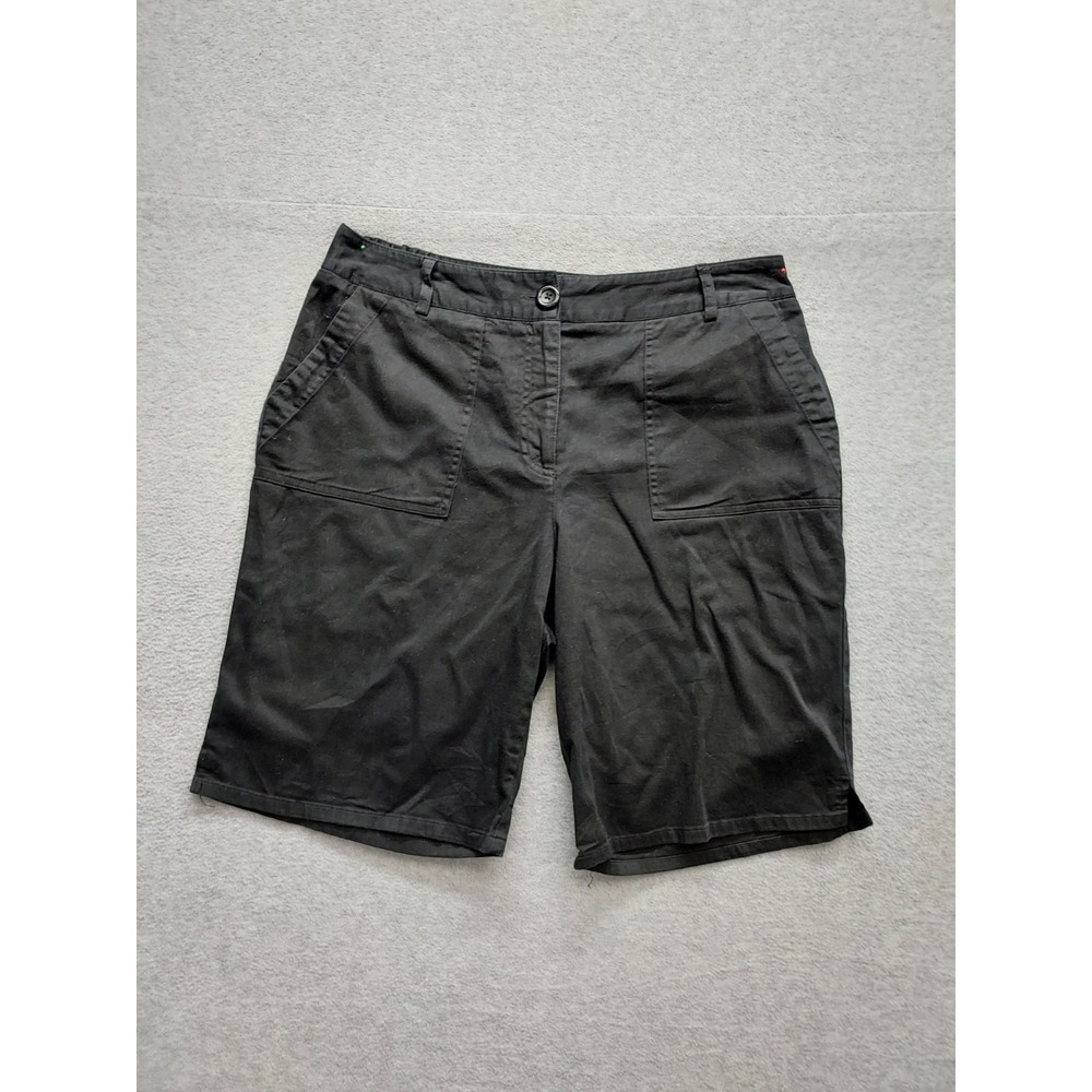 Susan Graver Women Bermuda‎ Shorts W32 Black Zip Button Pockets High Rise Casual